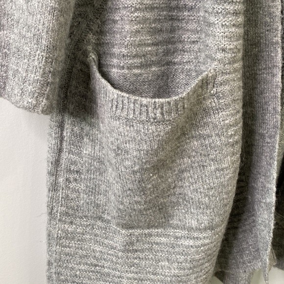 Terra Sky Plus Size Long Line Open Front Cardigan Sweater Gray Knit Pockets - Picture 6 of 16